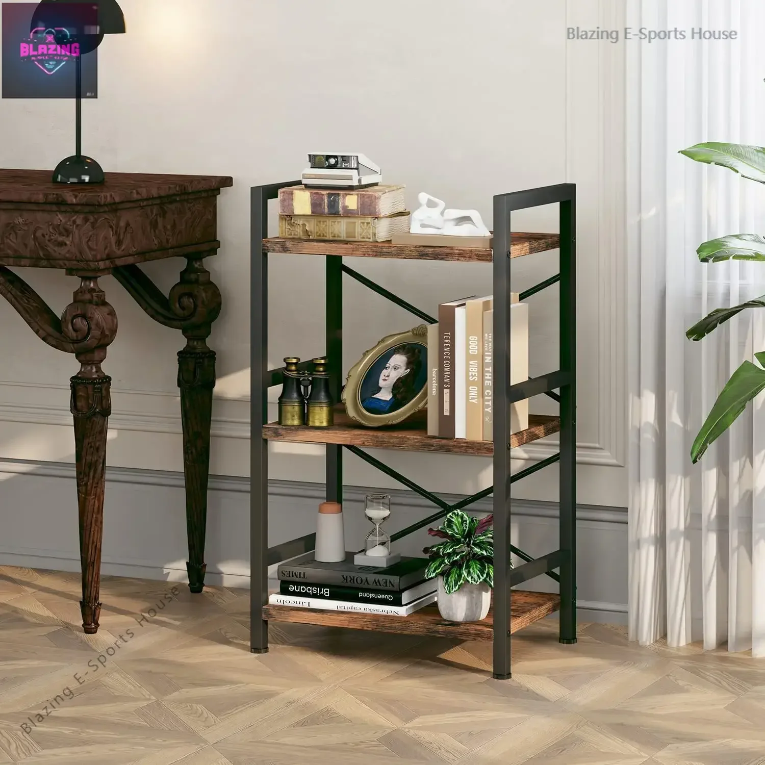 

Foreign trade export Amazon shelf display rack storage wrought iron bogu multi-layer floor bookshelf sundry