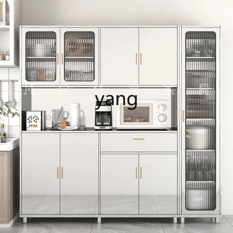 

yjq Stainless Steel Kitchen Cupboard Shelf Multifunctional Side Cabinet Pot Microwave Storage Cabinet