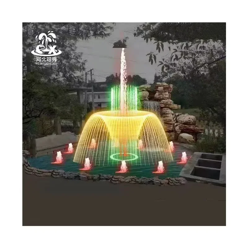 Factory Direct Sale Specially Designed Large Outdoor Garden LED Colorful Water Fountain for Landscape Ornament