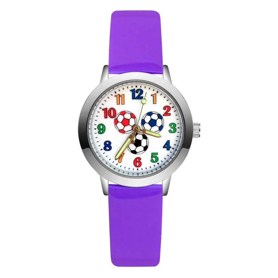 NEW Fashion Cartoon football Rainbow Children's Kids Student Girls Boys Quartz Leather Nylon Strap Brand Watch Factory Wholesale