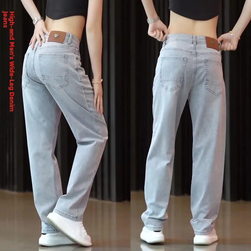 

Мужские джинсы в американском стиле, широкие, летние, тонкие, свободные, повседневные, модные, прямые, длинные брюки из хлопка, молодежные, популярные, для отдыха