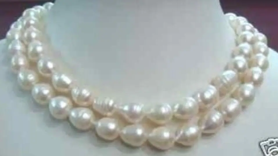 

Hot sale new Style 8-9mm South Sea White Baroque Rice Pearl Necklace 32"