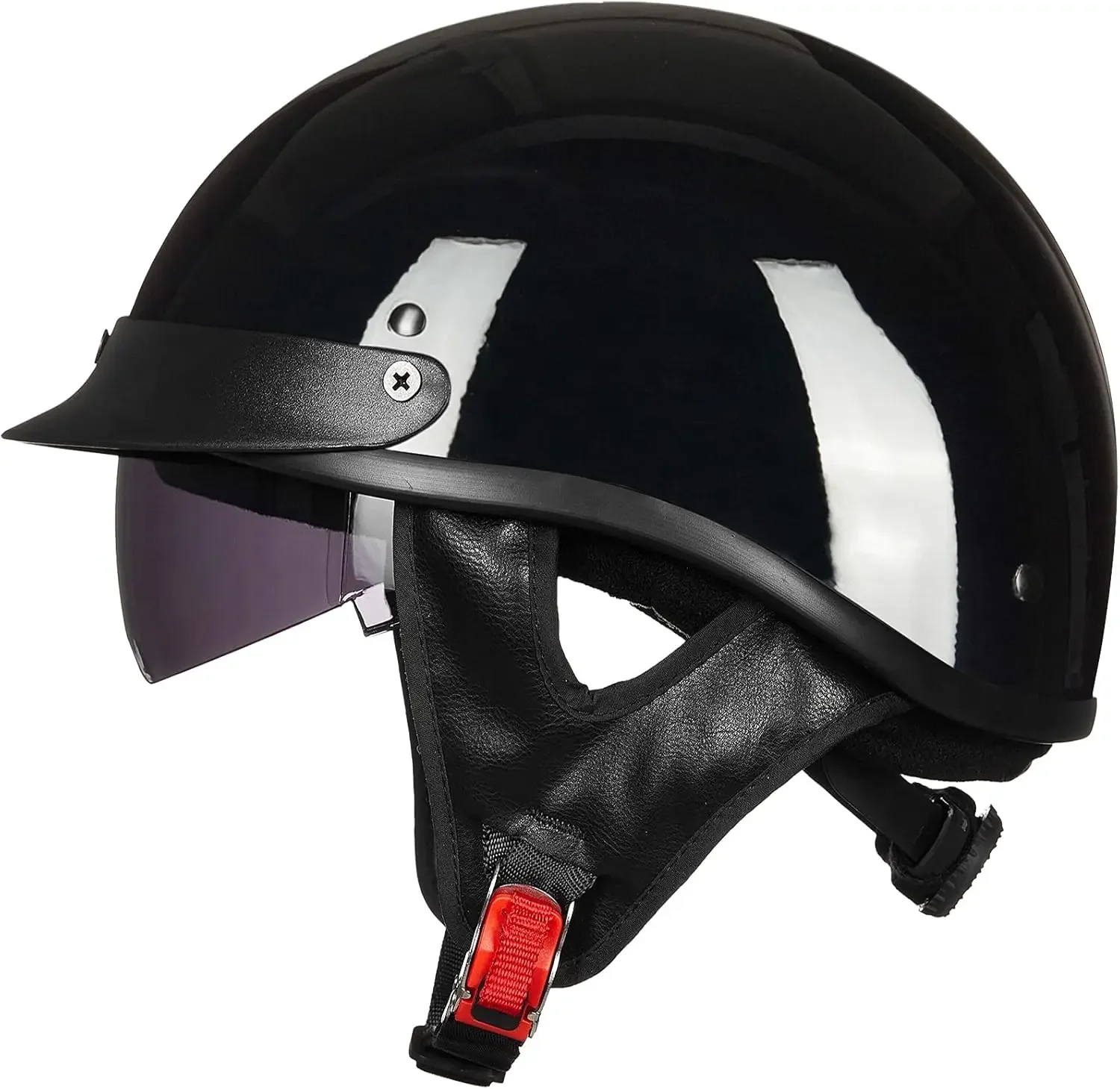 

Stylish Durable Half Motorcycle Helmet with Open Face Sun Visor and Quick Release Buckle, DOT Approved for Men and Women in Size