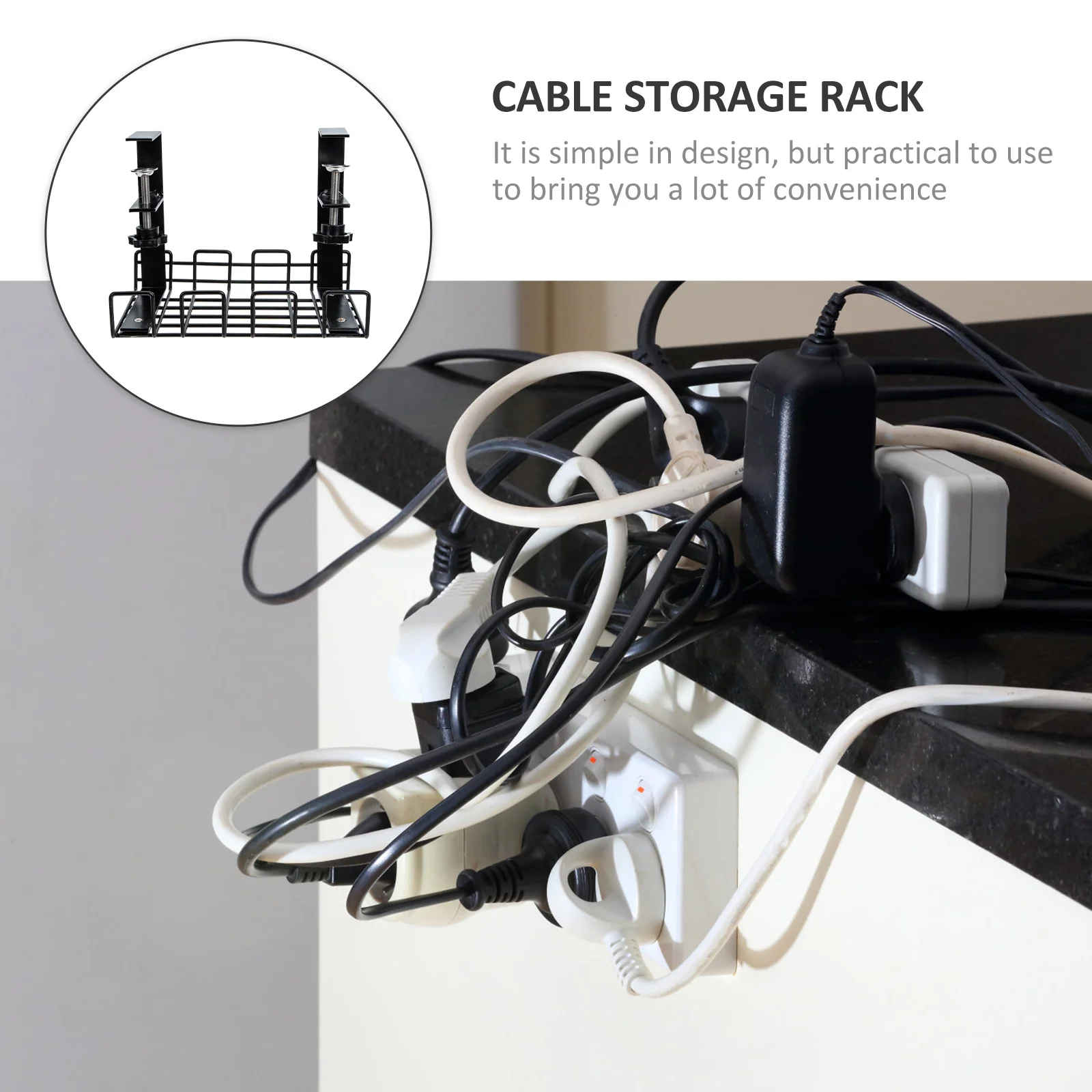 

Durable Iron Under Desk Cable Organizer Wire Management Rack Home Office Cord Organizer Under Desk Wire Storage Rack