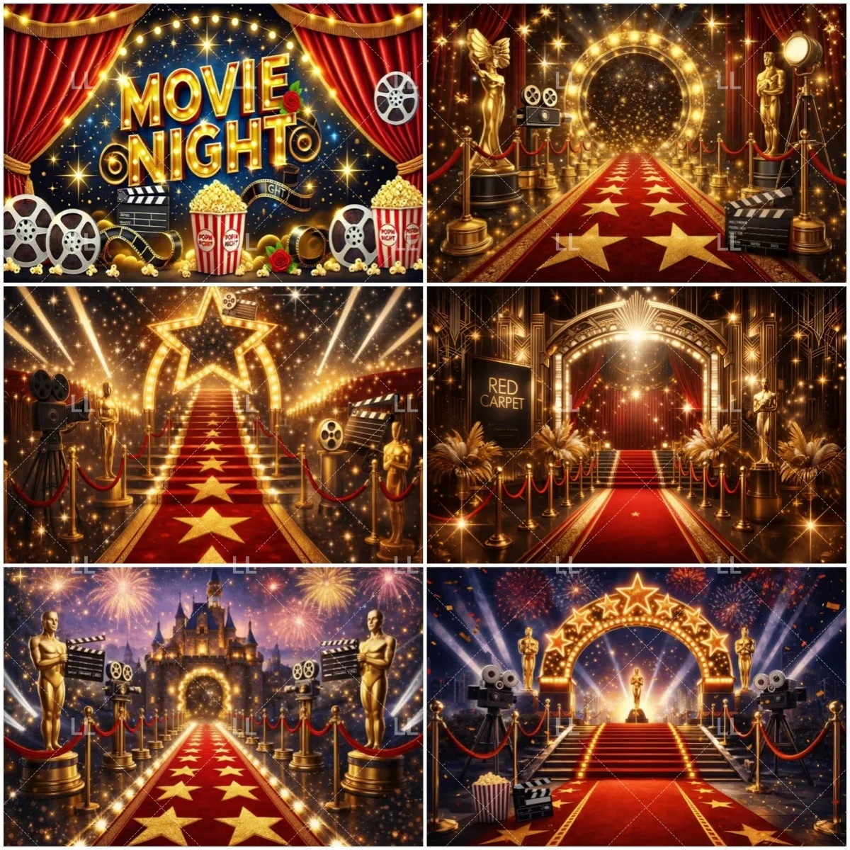 

Cinema Star Red Carpet Backdrop Movie Hollywood Film Event Stage Background Supplies Birthday Party Decoration Photo Shoot Prop