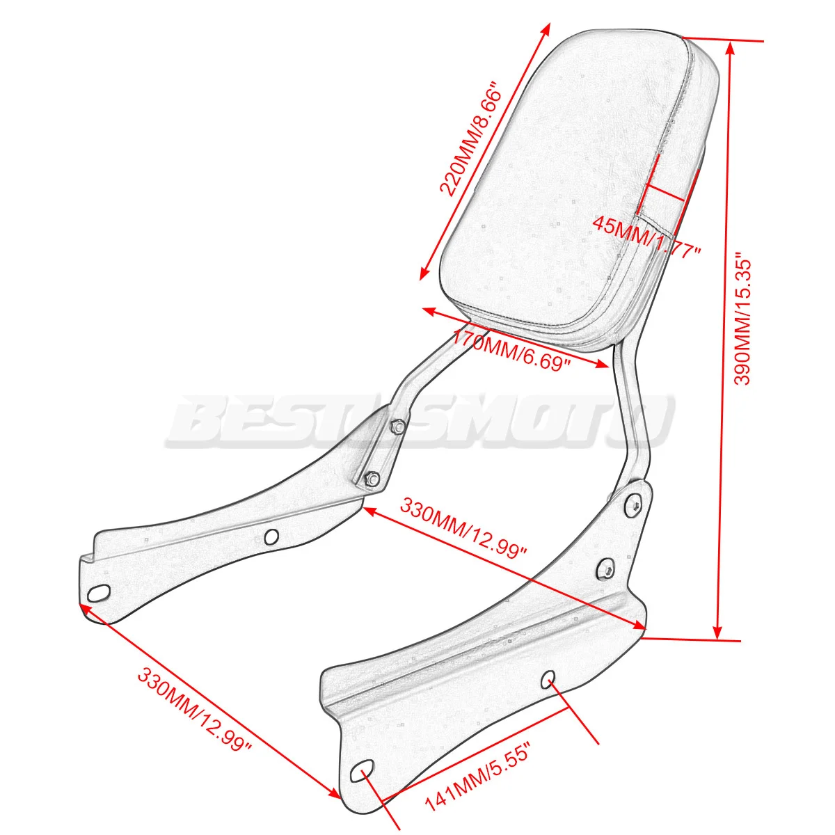 Motorcycle Backrest Sissy Bar For Honda Shadow Spirit VT750 Black Widow VT 750 DC 750DC 2001 2002 2003 2004 2005 2006 2007 2008