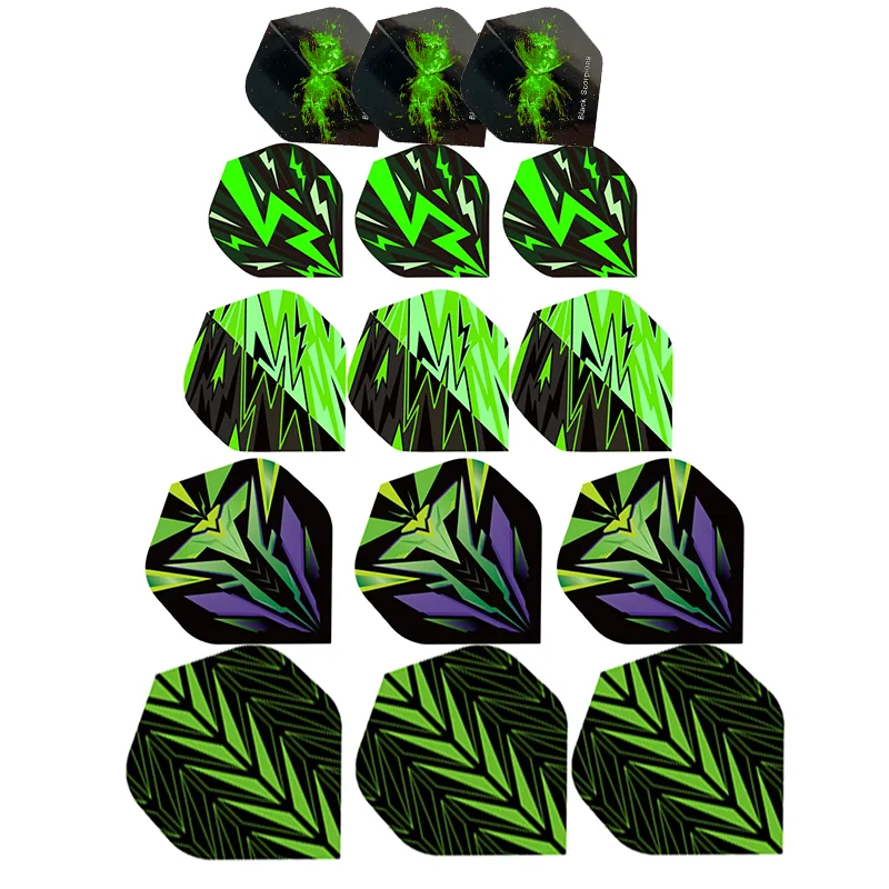

15pcs Dart Accessories Standard Leaf Flight Tail 4.4 × 3.6cm/1.73 × 1.42 Inches Available Green Series for Needle Darts