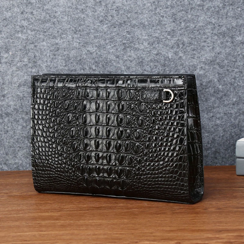 2023 Winter New Men's Crocodile Clutch Bag Briefcase High-quality Real Cowhide Envelope Clutch Bag Large Capacity Men's Bag