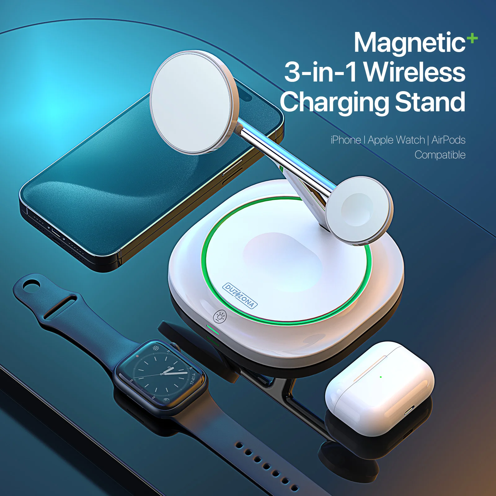 3 in 1 15W Magnetic Wireless Charger Stand For iPhone 15 14 13 12 Pro Max Airpods Pro 2 Apple Watch Fast Charging Station Holder