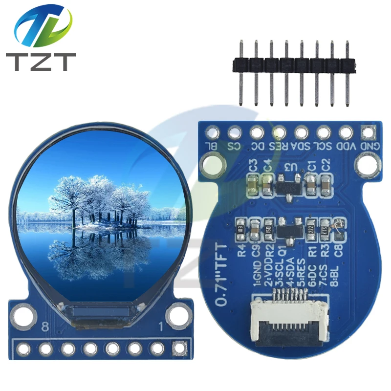 TZT TFT-scherm 0,71 inch TFT LCD-displaymodule Ronde RGB 160 * 160 GC9A01 Driver 8PIN SPI-interface 160x160 PCB voor Arduino