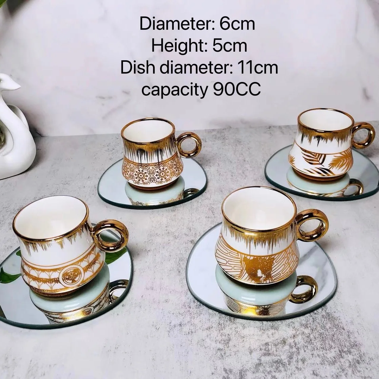 Wholesale New Cappuccino Mugs Ceramic and Mirror Saucers Gifts Ceramic Coffee Cups and Tea Saucers