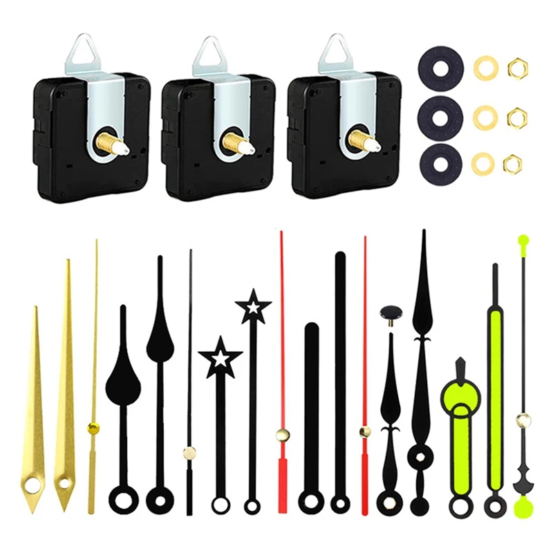 

3Pcs Silent Clock Movement Mechanism With 6 Different Pairs Of Hand DIY Clock Repair Parts Motor Accessories