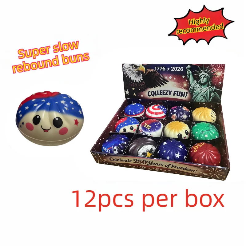 USA 250th Anniversary Liberty Dumplings Squishy Toy Set 1776-2026 Eagle Stars Stripes 12pc Stress Relief Gift Decompression Toy