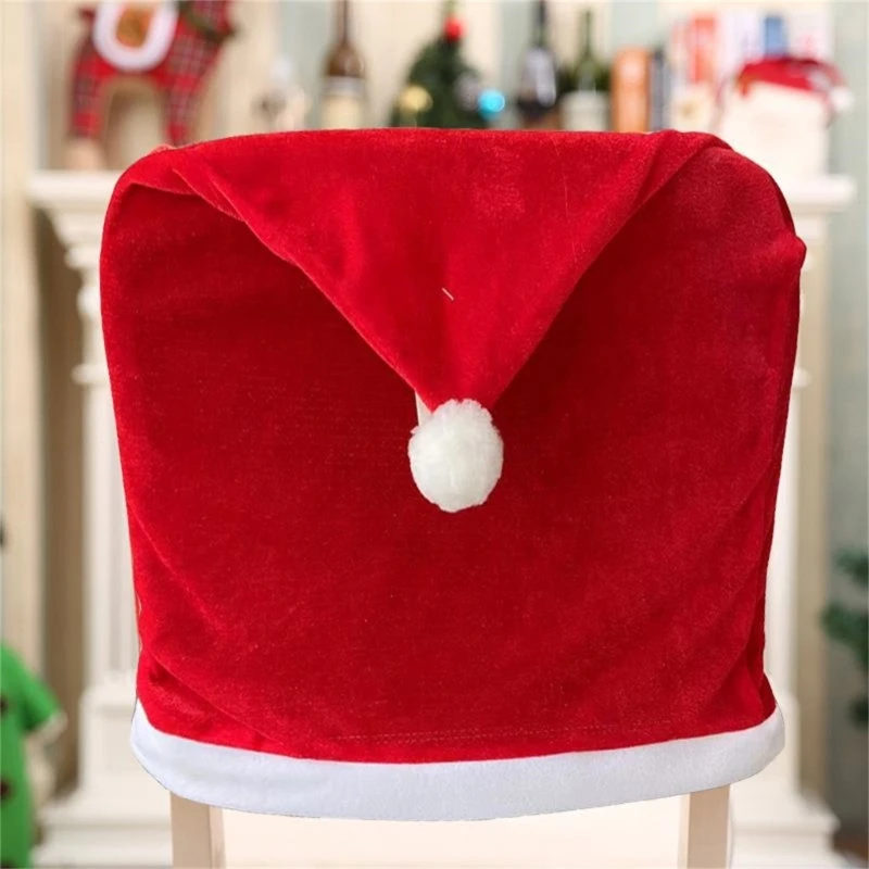 Christmas Santa Hat Chair Cover Christmas Decoration New Year 2023 Ornaments