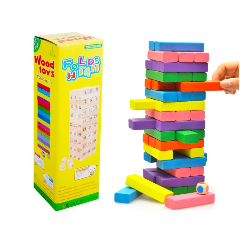 Colorful building block balance game toy swooden dominoes for family gatherings children\'s and adult toys stacked toys