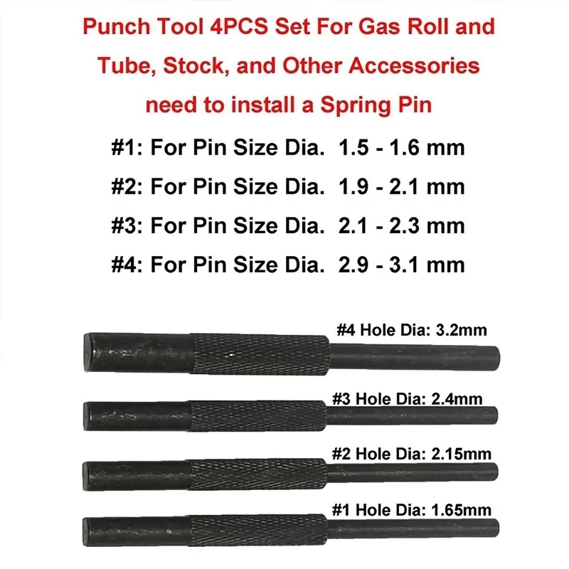 4pcs/set smithing Armorer Steel Roll Pin Starters Punch Hollow End Tool Set Kit 1/16 5/64 3/32 1/8