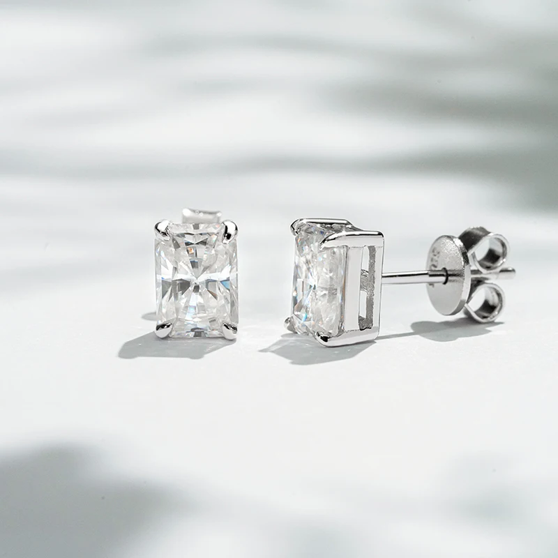 

Starsgem Fine Jewelry 5*7mm Radiant Cut Moissanite Diamond S925 Silver Stud Earrings