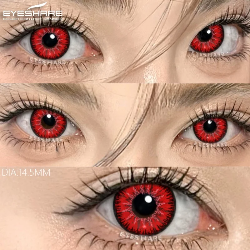 EYESHARE 2 Stück Cosplay-Kontaktlinsen für Augen, mehrfarbige Kontaktlinsen, Anime-rote Linsen, Halloween-Make-up-Linsen, blaue Augenlinse