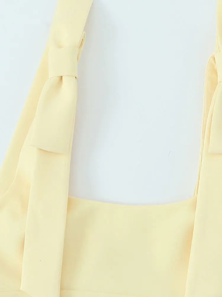 TRAFNLZGMSJ Casual Chic Women Tops Solid Bow Sleeveless Short Slim Vest New Fashion 2025 Spring Summer Holiday Female Tops ﻿ image 4