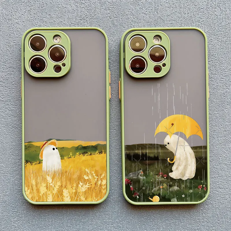 Cute Ghost Halloween Phone Case For iPhone 14 15 16 Plus 13 12 11 Pro Max Mini XS XR SE20 7 8 Plus Shockproof Back Cover Fundas