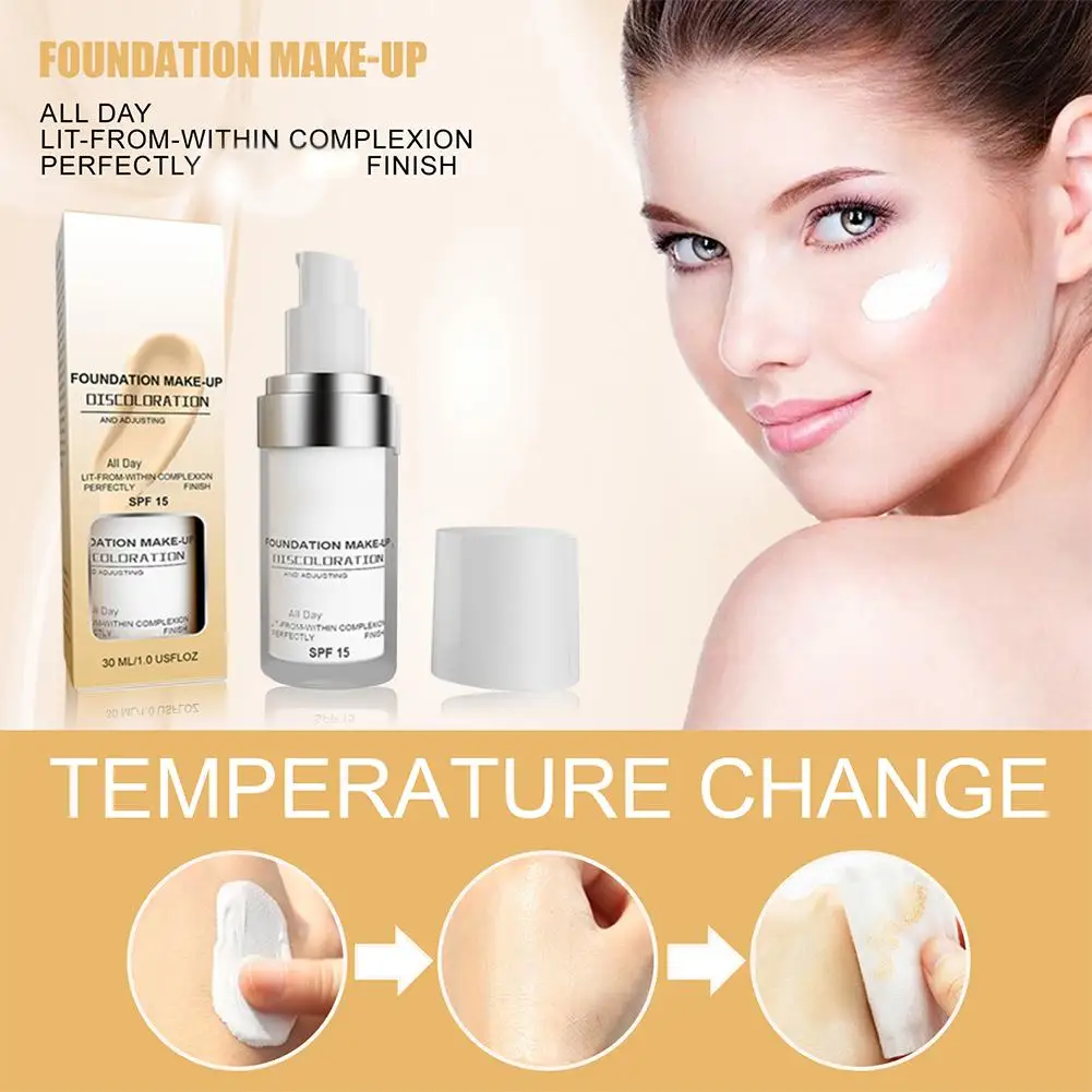 Temperature Change Liquid Foundation Concealer Moisturizing Brightening Waterproof Lasting Makeup Cosmetics Face Oil-contro M0H5