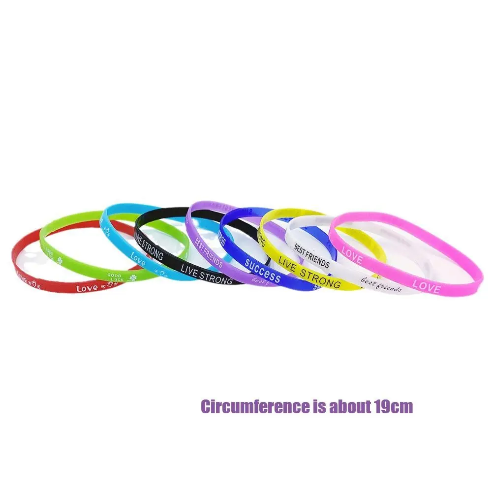 남녀공용 신축성 고무 손목 밴드, 캔디 컬러 피트니스 밴드, 5mm 발광 실리콘 팔찌, 10 개, 신제품