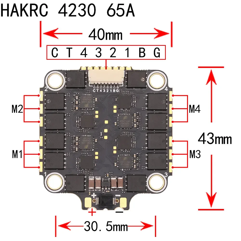 HAKRC 32BIT 40A 60A BLHeli_32 2-6S 4-in-1 ESC DShot FPV Racing Freestyle Drohne Quadcopter Bürstenlose Zubehörteile – Detail 27