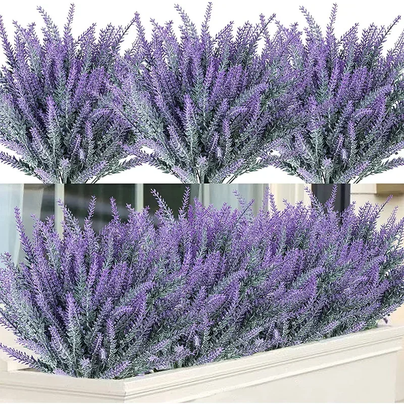 

A Bunch of Provence Lavender Plastic Artificial Flowers False Plants Wedding Home Outdoor Garden Decoration Table Decoration