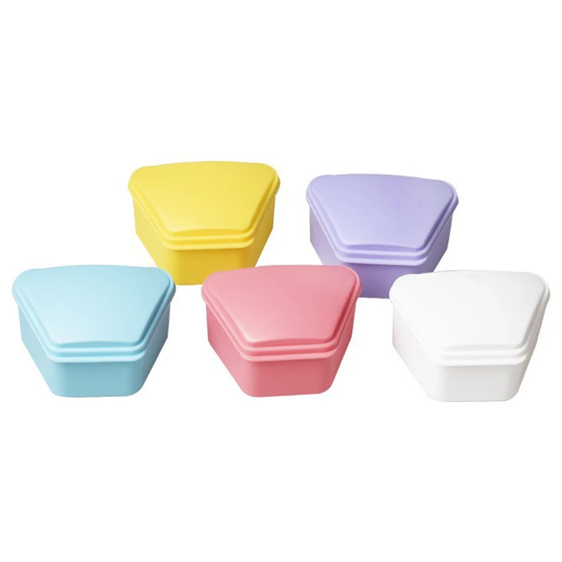 Portable Trapezoid Orthodontic Retainer Box Teeth Oral Denture Dental Storage Case Prosthesis Teeth Container Boxes