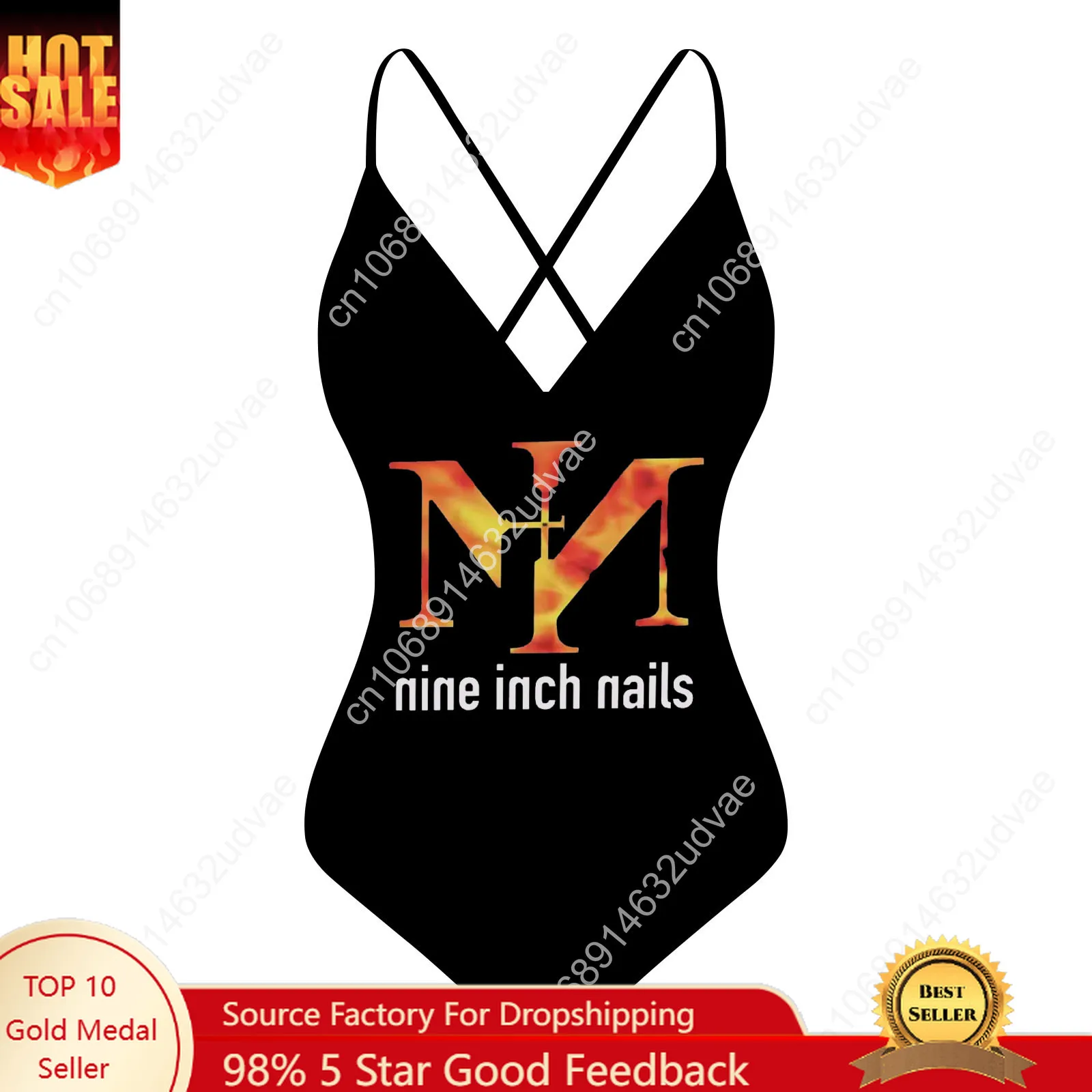 

Nine Inch Nails V-neck Halter Back Swimsuit Womens Bathing Suits Personalized Bikini Pool Party Swimwear Custom Made Beachwear