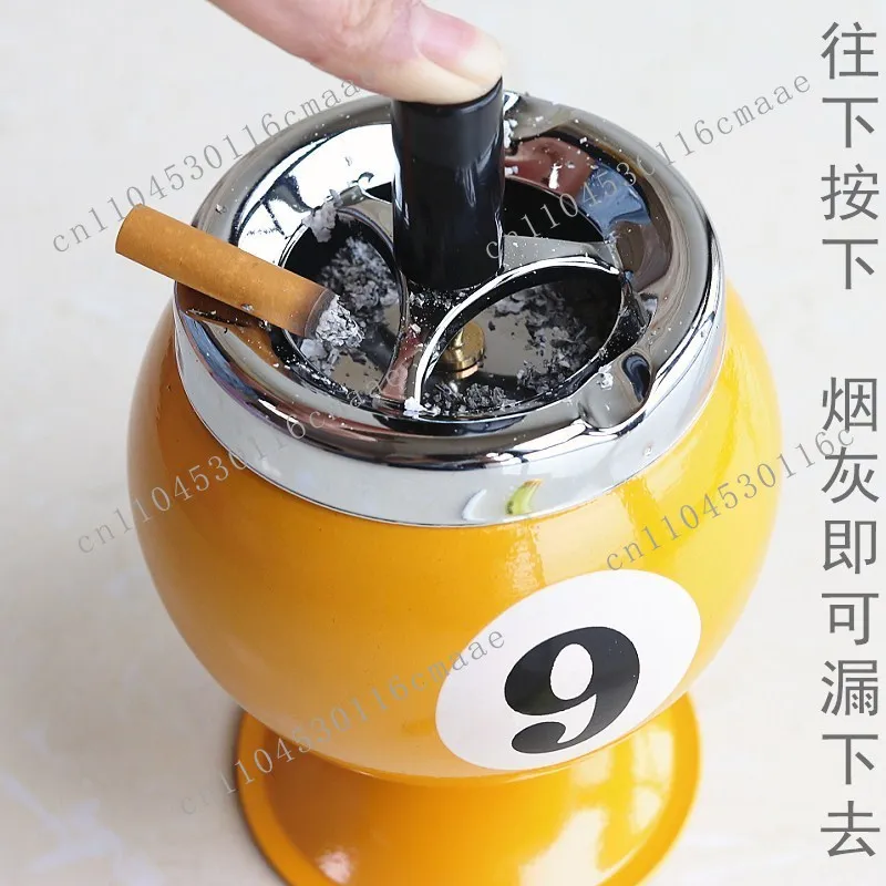 Creative Billiards Metal Ashtray With Cover Smoke Cup Anti-fly Ash Office Billiards Decorative