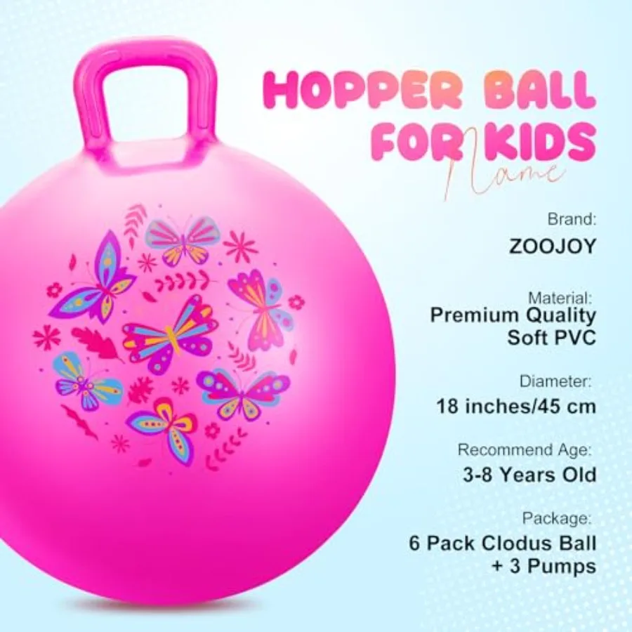 Balles à trémie pour 3 à 8 ans, 6 pièces, balle gonflable de 18 pouces avec poignée, jouet assis sur la saut, pour Sports d'intérieur et d'extérieur, équipe scolaire Active Pl