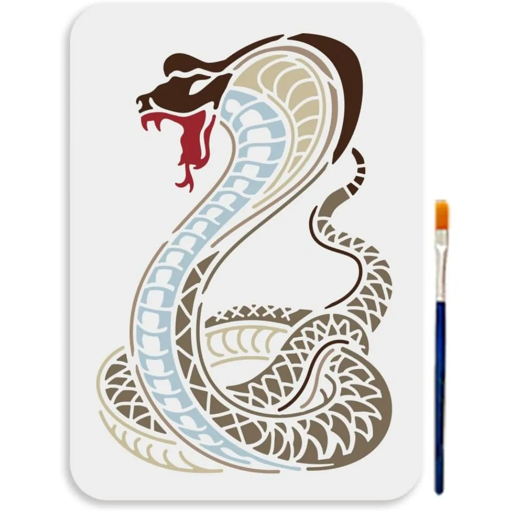 A4 Size Cobra Snake Cold Blooded Animal Template 11.7x8.3inchs Python Stencil Reptile PET Hollowing Template for Painting