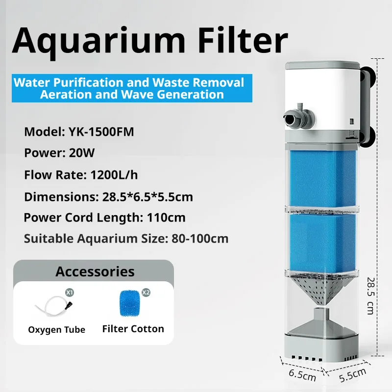 Dompelpomp voor aquariumfilter, geschikt voor visvijvers, met stille luchtbeluchter, ingebouwde waterpomp en golffunctie, 220V-240V.