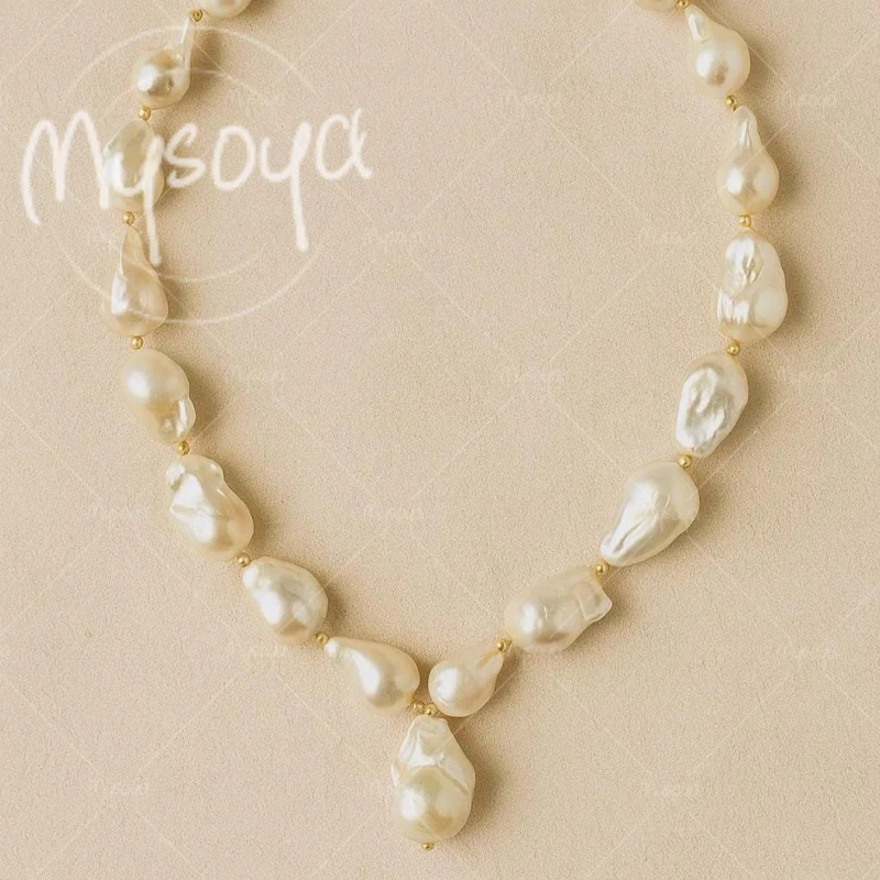 

Ожерелье MYSOYA из крупных белых барочных жемчужин 11-14 мм, идеально подходит для свадьбы/вечеринки/подарка на День матери A0482