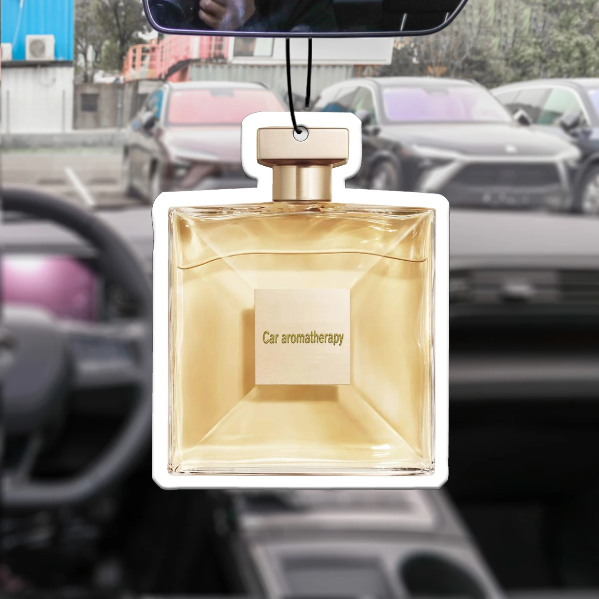 Perfume La Fragrance - 샴페인 골드 사각 향수병 모양 차량용