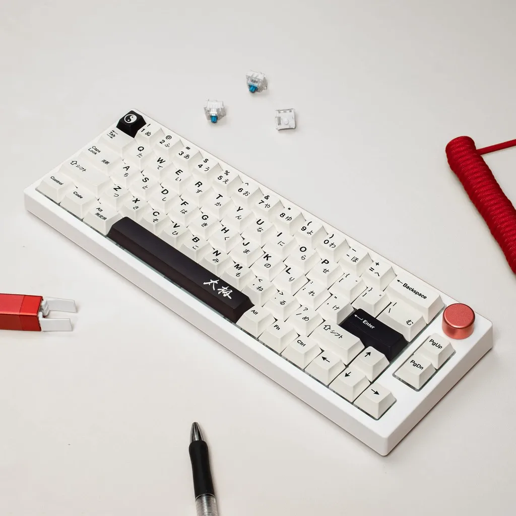 GMK Minimalist Tai Chi English keycaps 144 Key PBT keycaps Dye Sublimation Cherry Profile Keycaps For Mechanical Keyboard 61/64