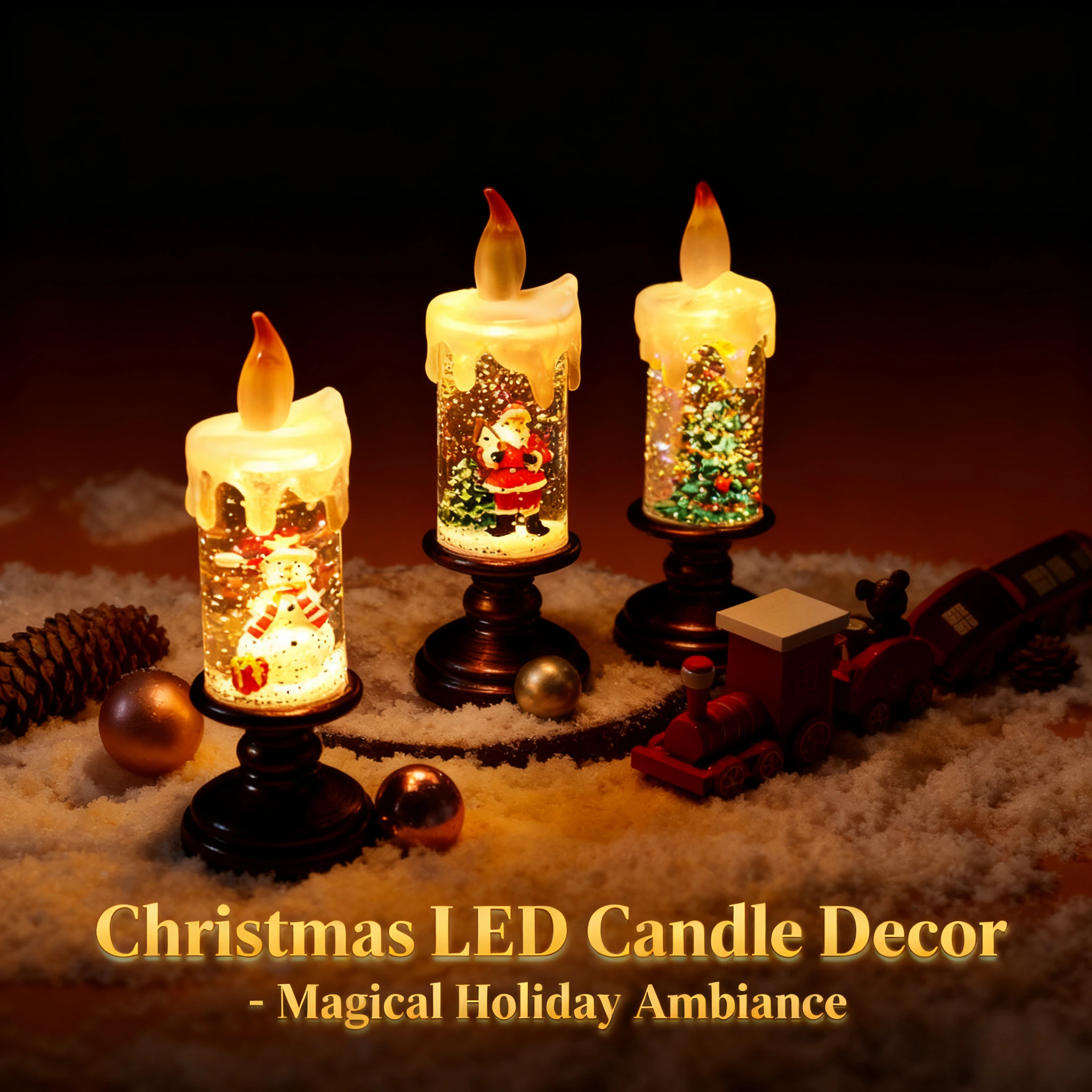 

Christmas Decoration LED Candles Night Lights Festive Tabletop Ornaments Perfect Holiday Gift for Home Party Bedroom Living Room