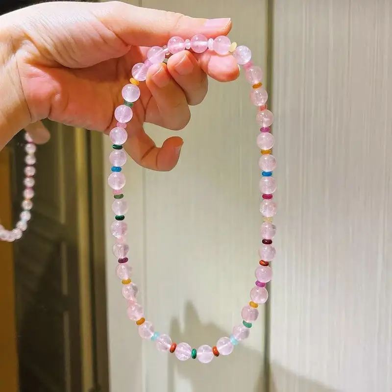Summer Joy Dopamine Natural Pink Quartz Dazzling Double Circle Bracelet