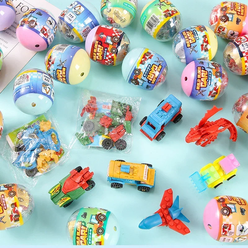 10Pcs Cute Assemble Building Block Car Puzzle Surprise Capsule Egg Toy for Kids Birthday Party Favors Pinata Fillers School Gift