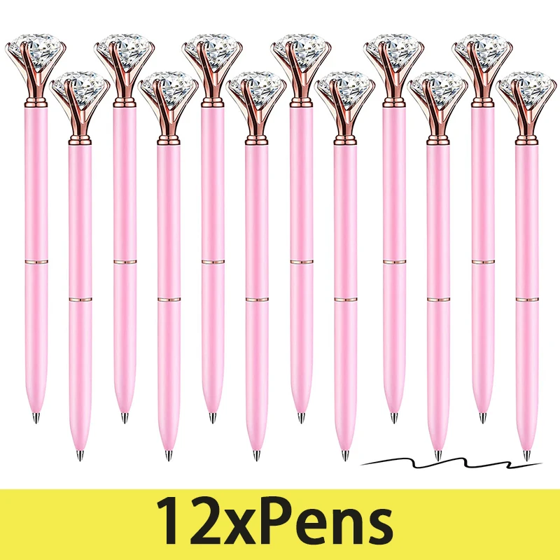 

12Pcs Diamond Crystal Bullet Ballpoint Pen Creative Nordic Style Photo Gift Pens Office School Stationery Accessories