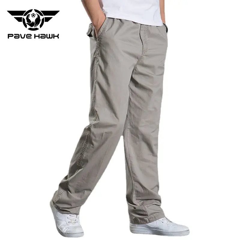 Men Cargo Pants Cotton Joggers Straight Loose Elastic Pleasure Pants Outdoor Hiking Fishing Climbing Sport Trousers Plus Size6XL