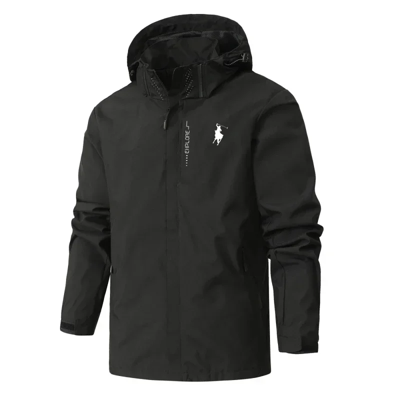 

Men's Windproof and Water-resistant Casual and Fashionable Hooded Coat for Spring and Autumn, Outdoor Zipper Sport Jacket
