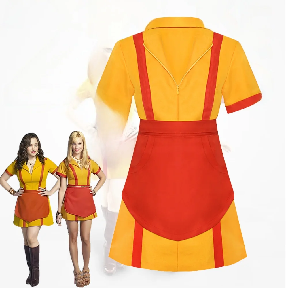 2-broke Girls Fast Food Work orm Halloween-kostuum Cosplay orm Faillissement Zusters Toneelkostuum Dames Faion