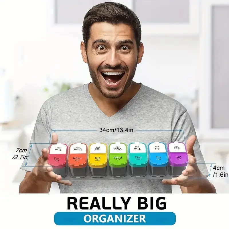 

Портативный дозатор лекарств со съемной и портативной мини-коробкой для лекарств, 14-компонентной пластиковой упаковочной коробкой для лекарств.