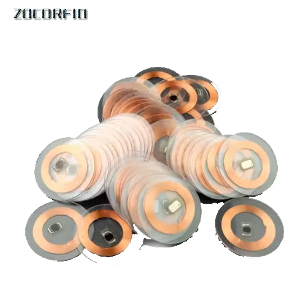 100pcs/Lot  25mm coin model  RFID 125KHz  EM4100 Proximity Keyfobs Tags 125KHZ tag  with Transparent plastic