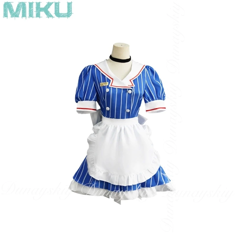 Virtual Singer Anime Mesmerizer Mikuku Cosplay With Double Ponytail Wig With Blue White Dress Uniform Cosplay Costume All Of Set