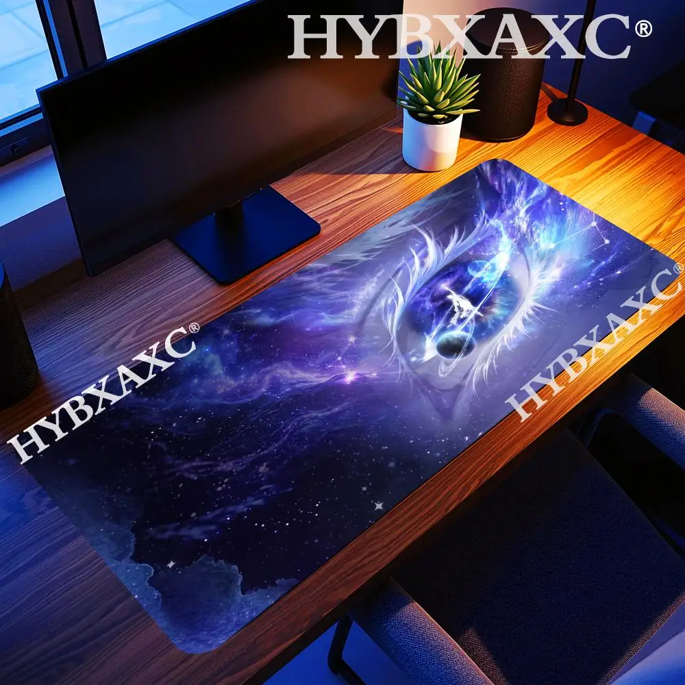 HYBXAXC Cosmic Galaxy Nebula Vortex Mouse Pad Dreamy Universe Space Illustration Large Gaming Desk Mat Anti‑Slip