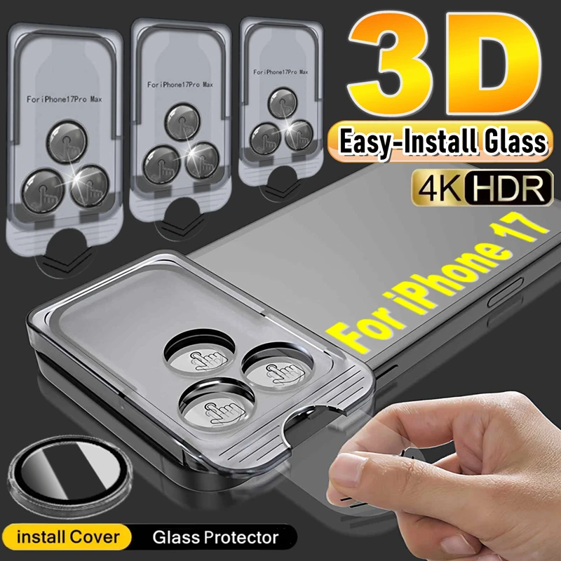 

1-3Sets Removable Easy Install Clear AR Lens Cap For iPhone 17 Pro Max 17Air 17PM Dust Free Camera Protector Tempered Glass Film