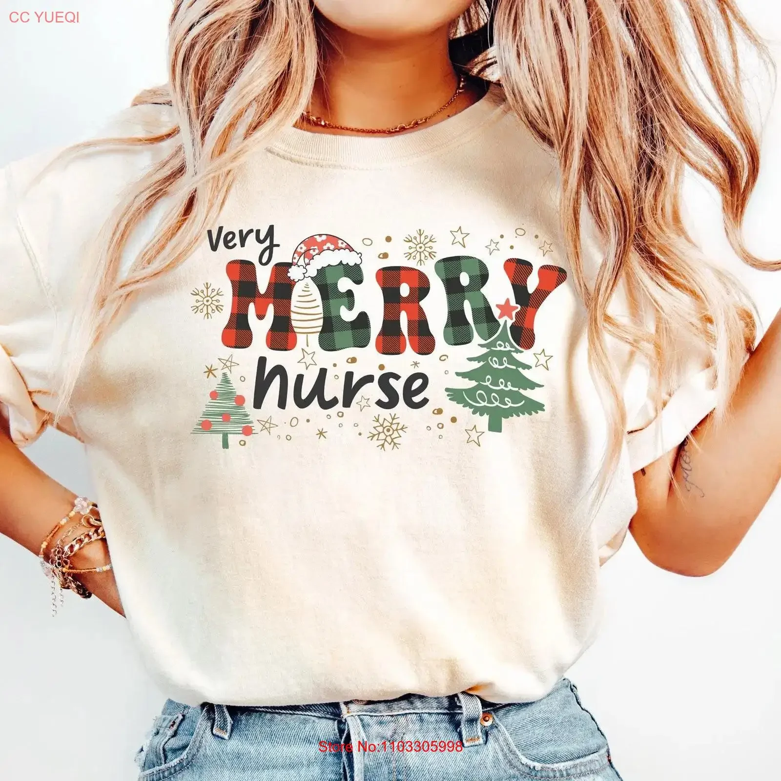 T-shirt de Noël pour infirmière, très festif, mignon, pour la gratitude, style vintage, délavé, extensible, vêtements de créateur, mode douce